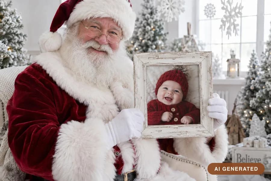 A santa picture made from a phone photo