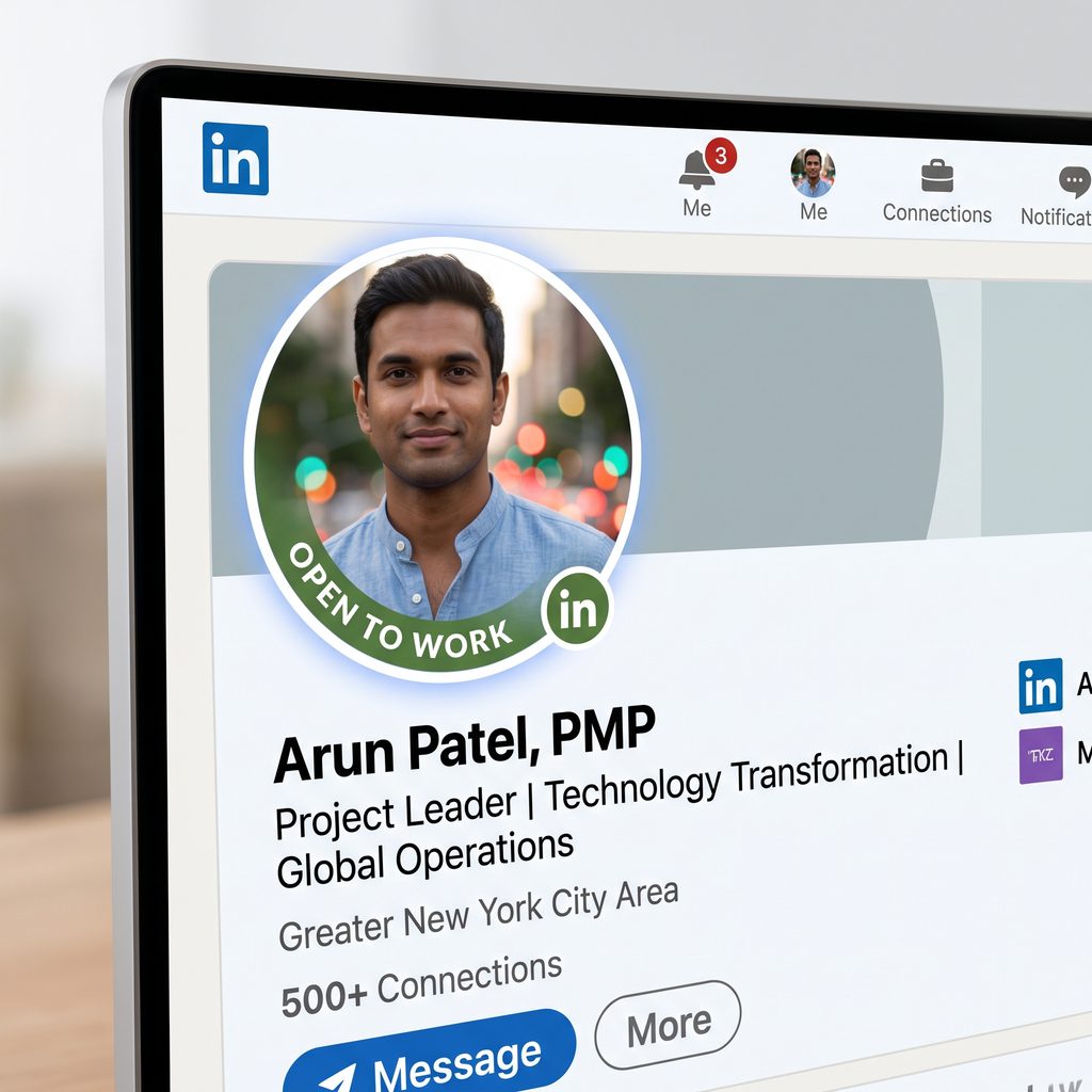 A LinkedIn profile, showing how small the picture is beside the name